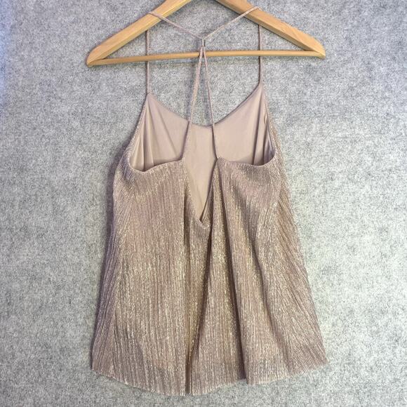 Express Pale Pink Shiny Cami, Women’s M, Metallic Spaghetti Strap New Years Eve - Picture 10 of 12